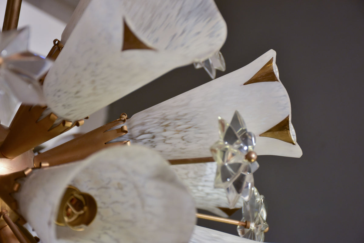 Vintage French sputnik chandelier with sevre glass