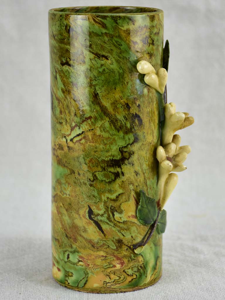 Small antique French Pichon vase with orange blossom from Uzes 6¼"
