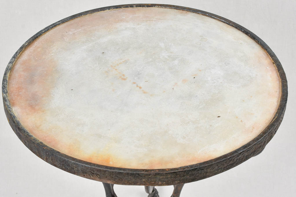 Late 19th century marble & wrought iron bistro garden table
