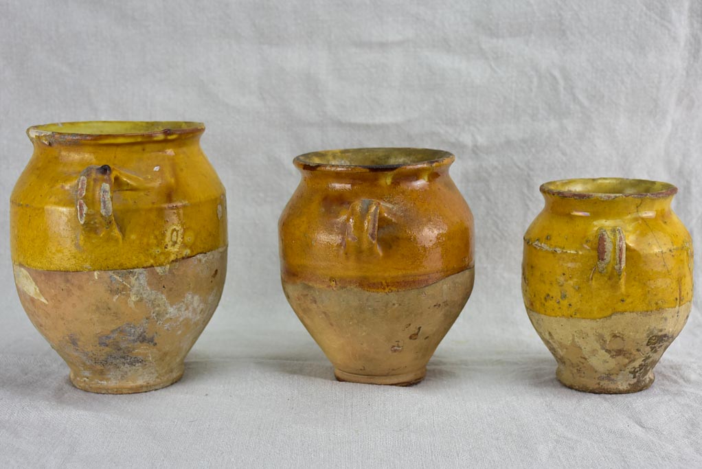 Collection of three nineteenth century French confit pots
