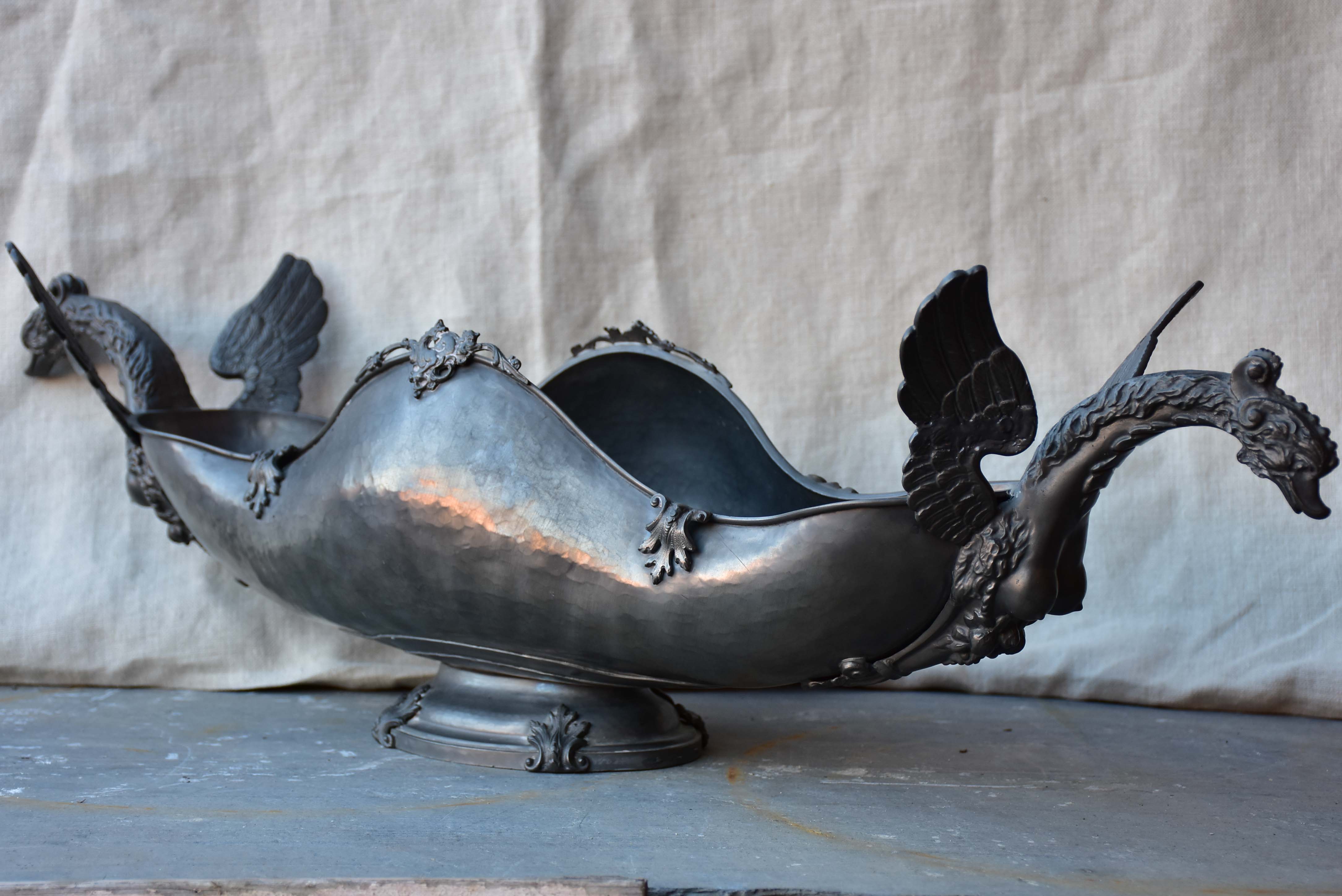 Large pewter wine cooler / plant stand