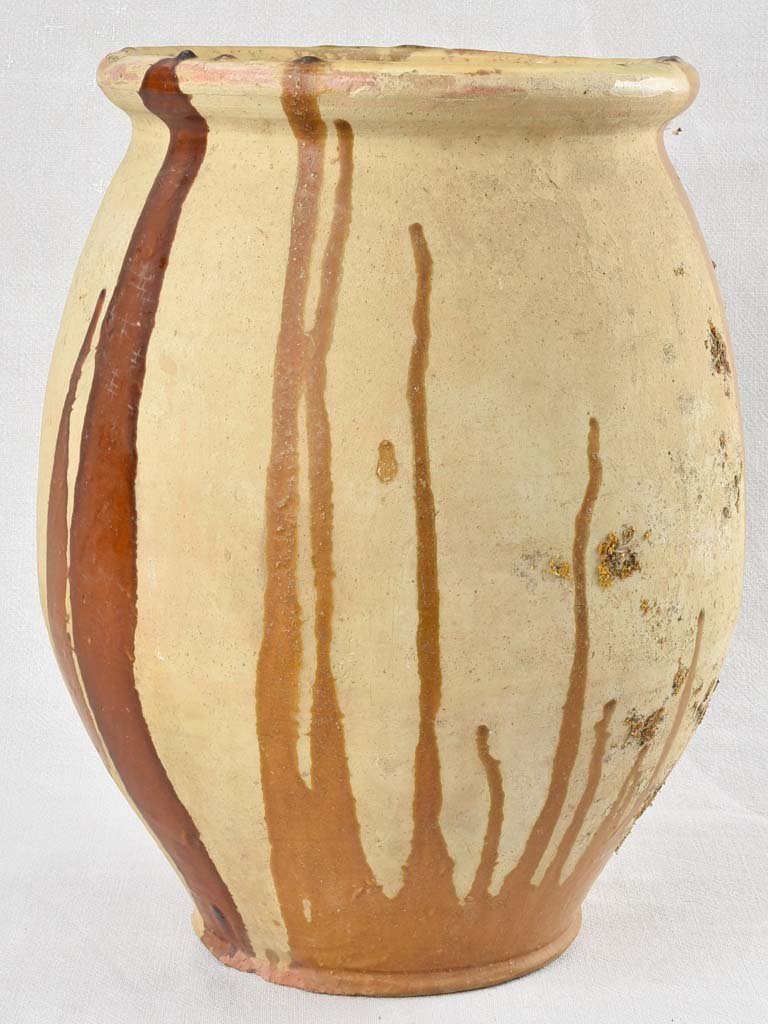 Antique glazed ceramic olive jar