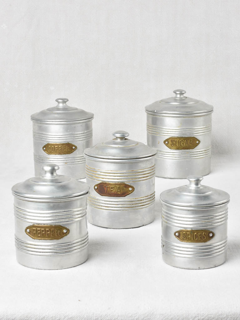 Set of 5 vintage kitchen canisters 6¾"