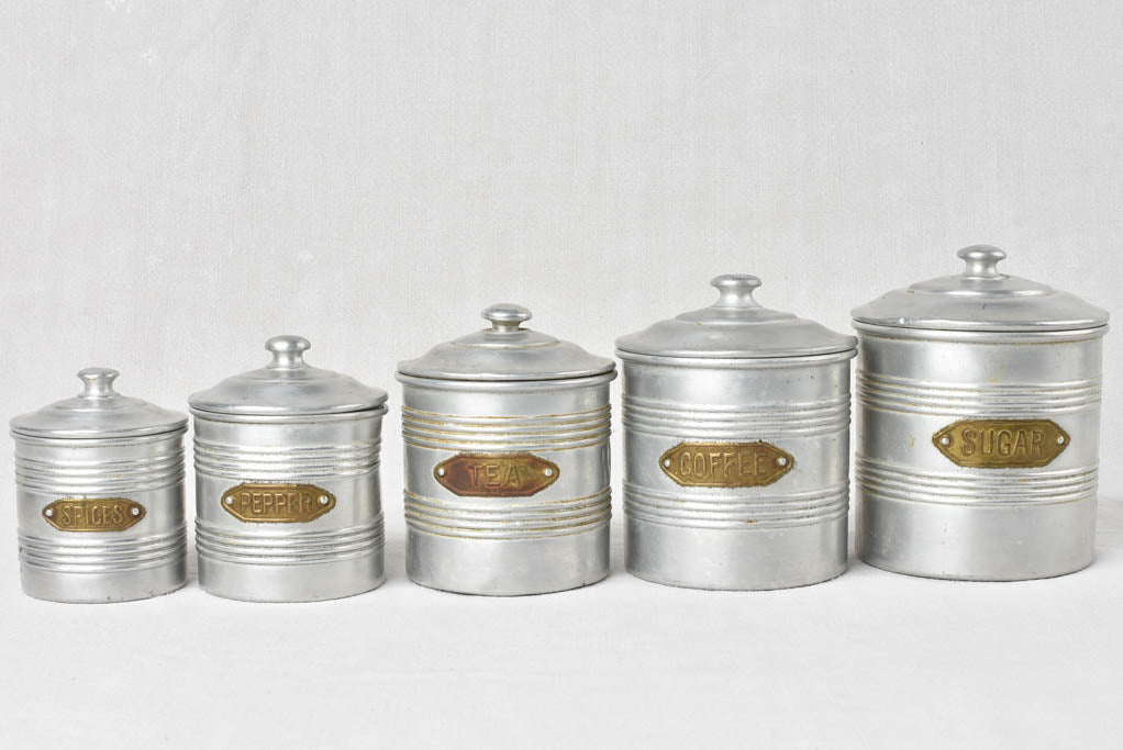 Set of 5 vintage kitchen canisters 6¾"