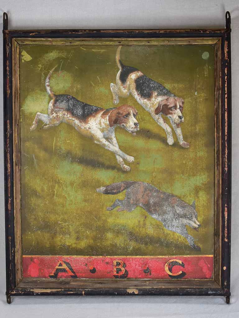 Rare French sign from a hunting supply store - two sided 32¼" x 41¾"