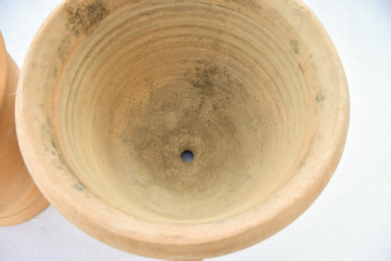 Small pair of terracotta Castelnaudary planters with four handles - 1940's 15¼"