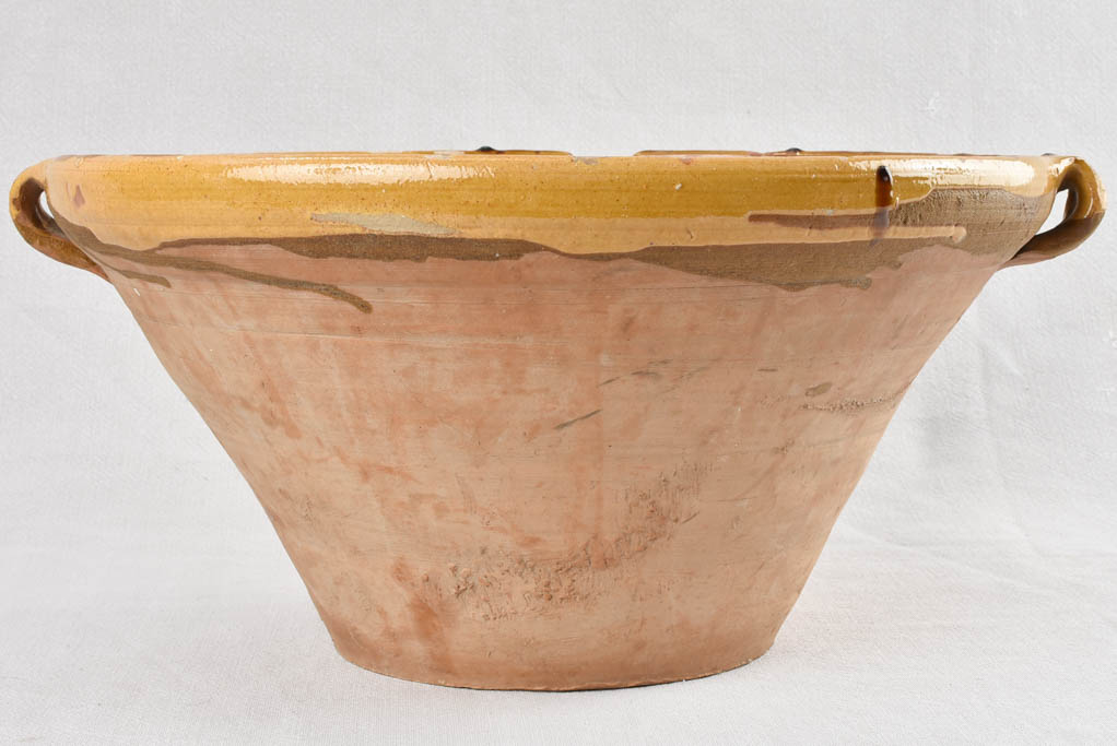 Large antique French terracotta tian bowl 19¼"
