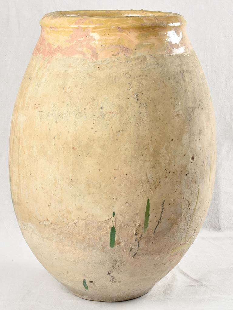 Large 18th century French oil jar from Biot with wooden lid 34¾"
