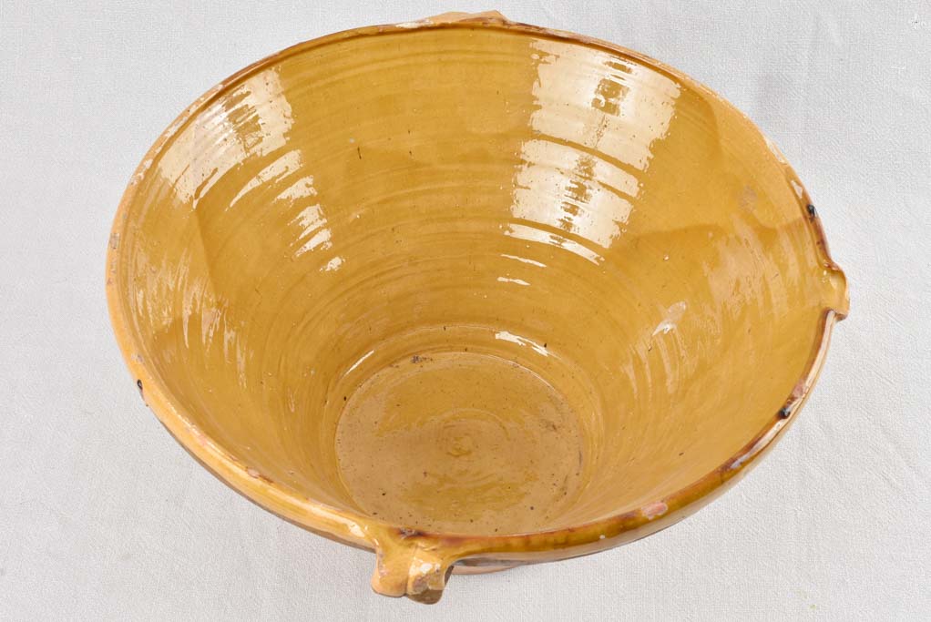 Large antique French terracotta tian bowl 19¼"