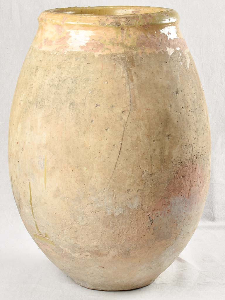 Large 18th century French oil jar from Biot with wooden lid 34¾"