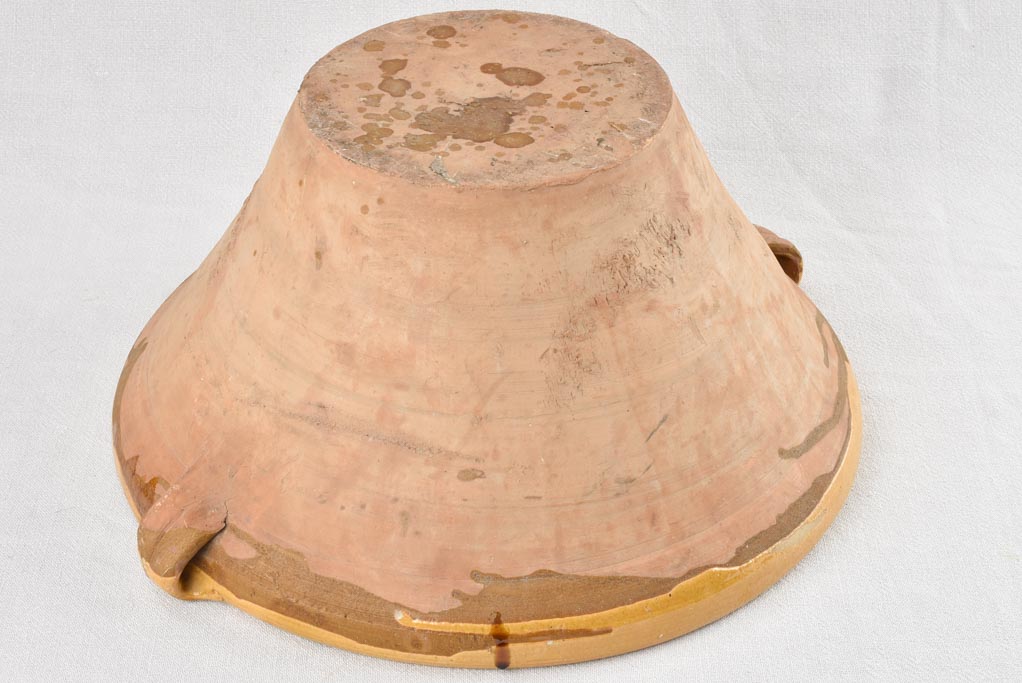 Large antique French terracotta tian bowl 19¼"