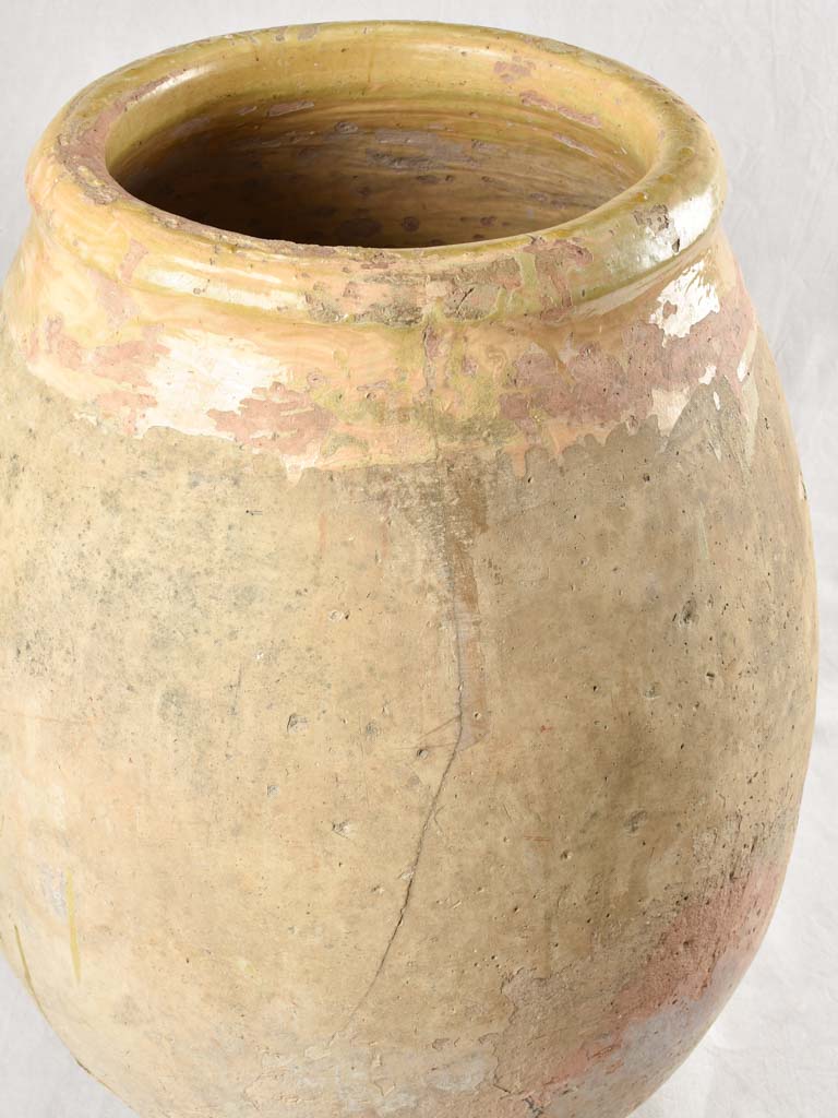 Large 18th century French oil jar from Biot with wooden lid 34¾"