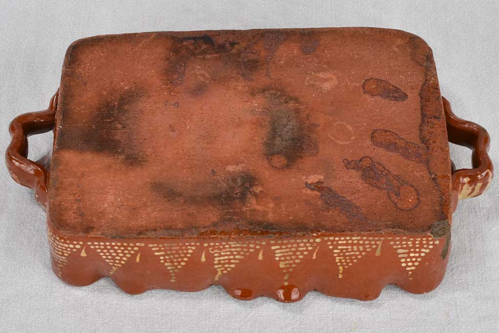 Baking dish, terracotta, rippled edge & bird design