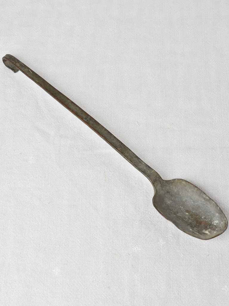 Late 18th century forged metal cooking spoon 18"
