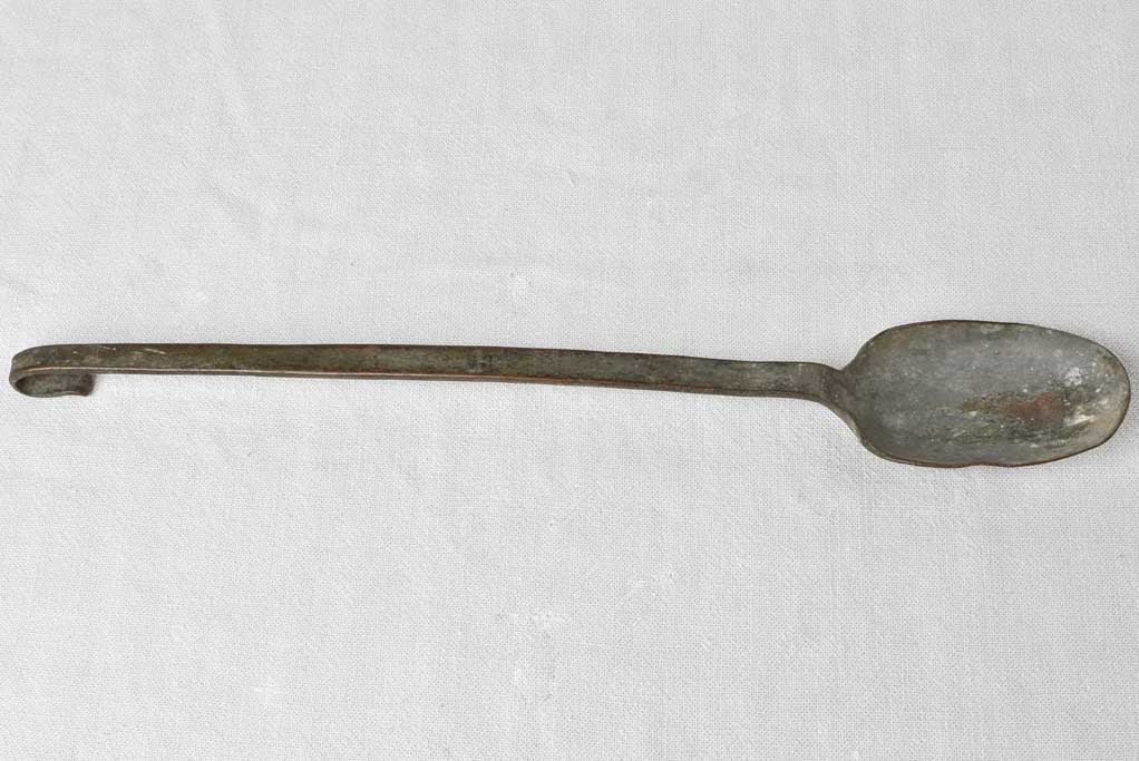 Late 18th century forged metal cooking spoon 18"