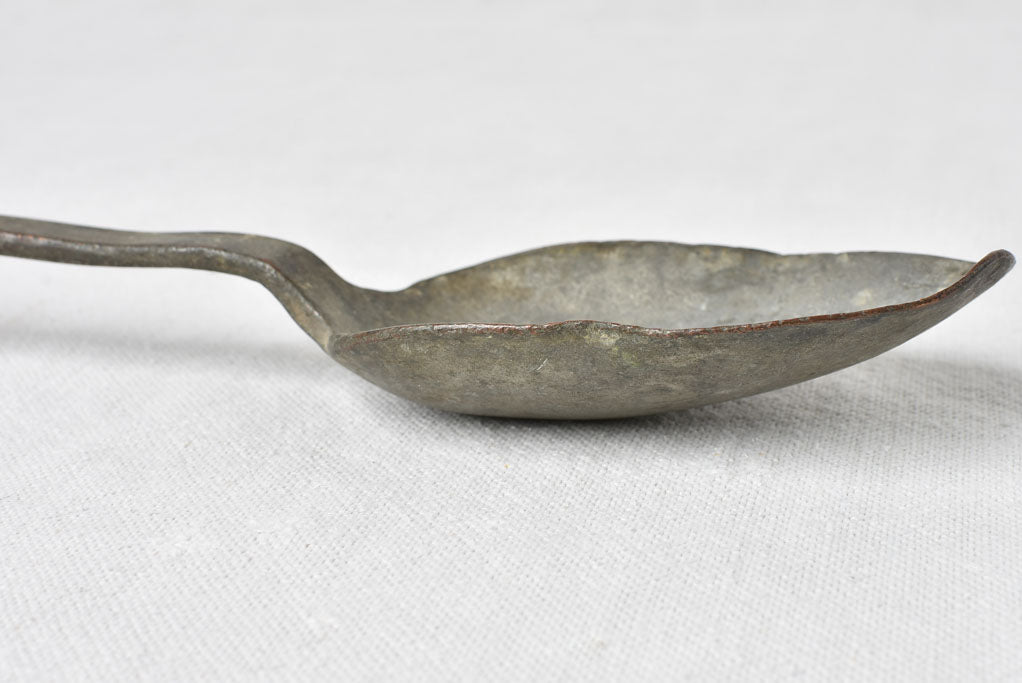 Late 18th century forged metal cooking spoon 18"