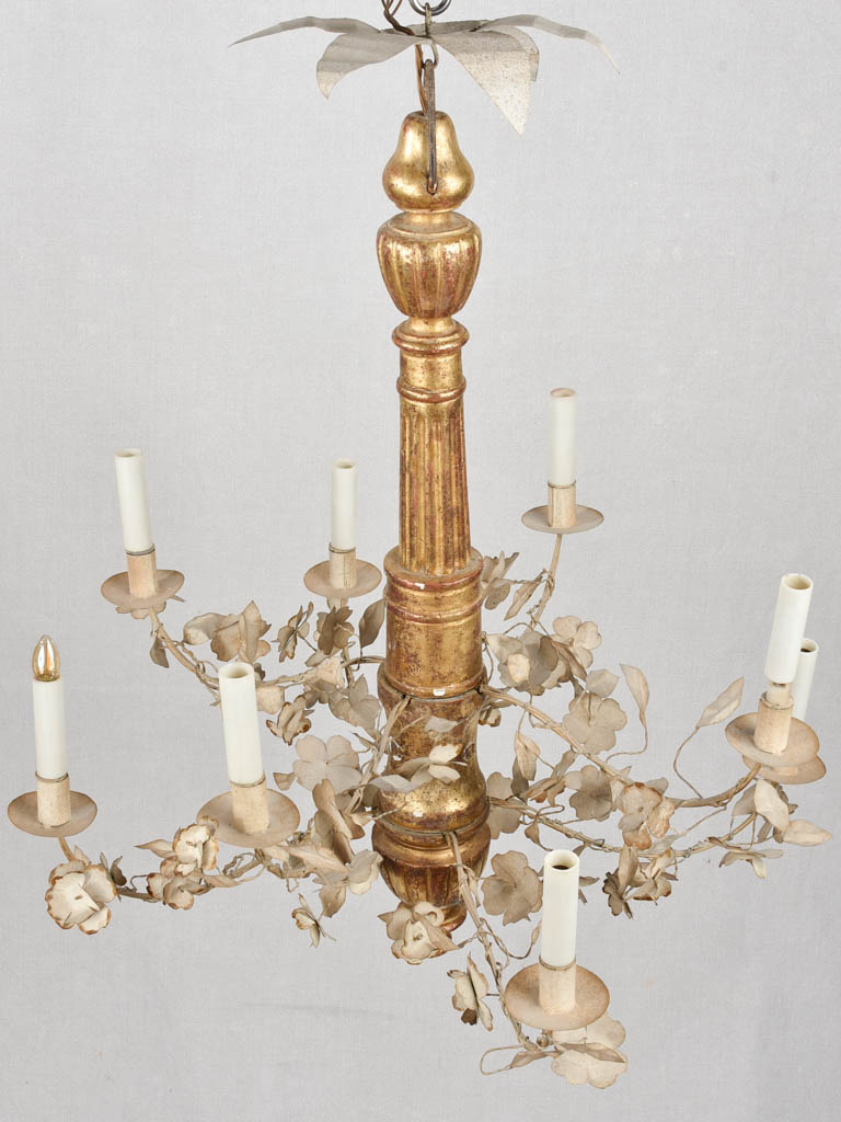 Vintage blossom tole chandelier with 8 arms 31½" x 27½"