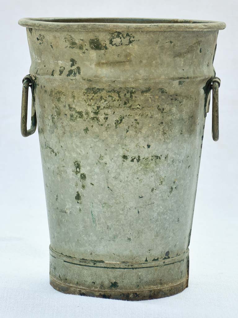 Rustic zinc French florist vase with handles 9¾"