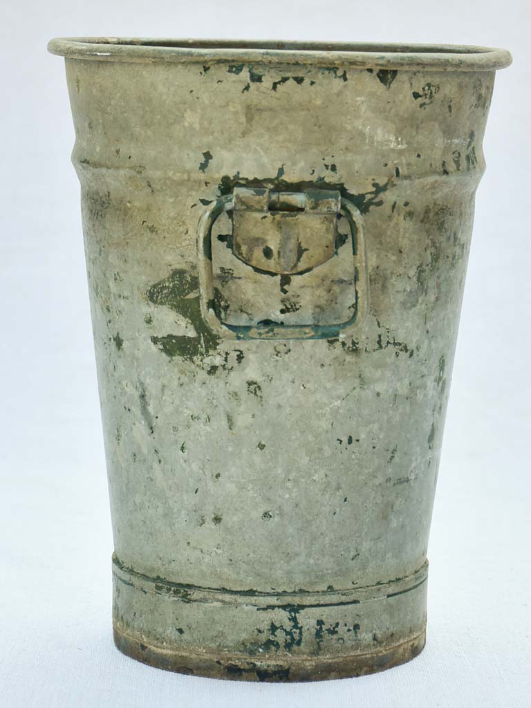 Rustic zinc French florist vase with handles 9¾"