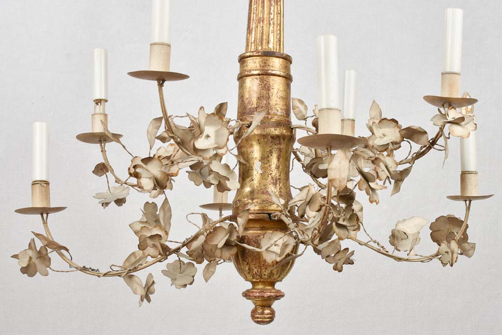 Vintage blossom tole chandelier with 8 arms 31½" x 27½"