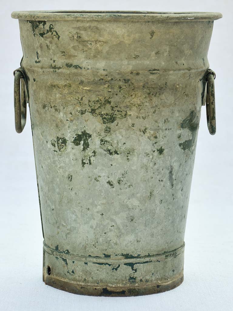 Rustic zinc French florist vase with handles 9¾"