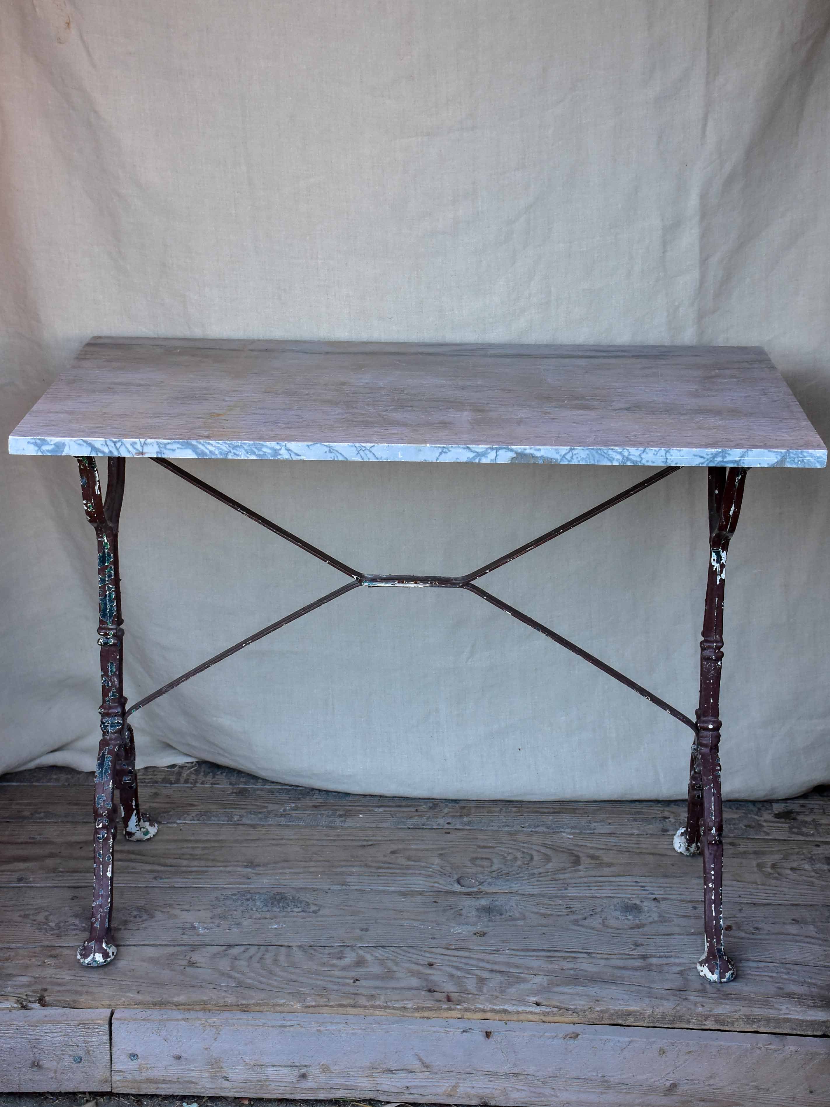 Rectangular Italian garden table with bardiglio marble top
