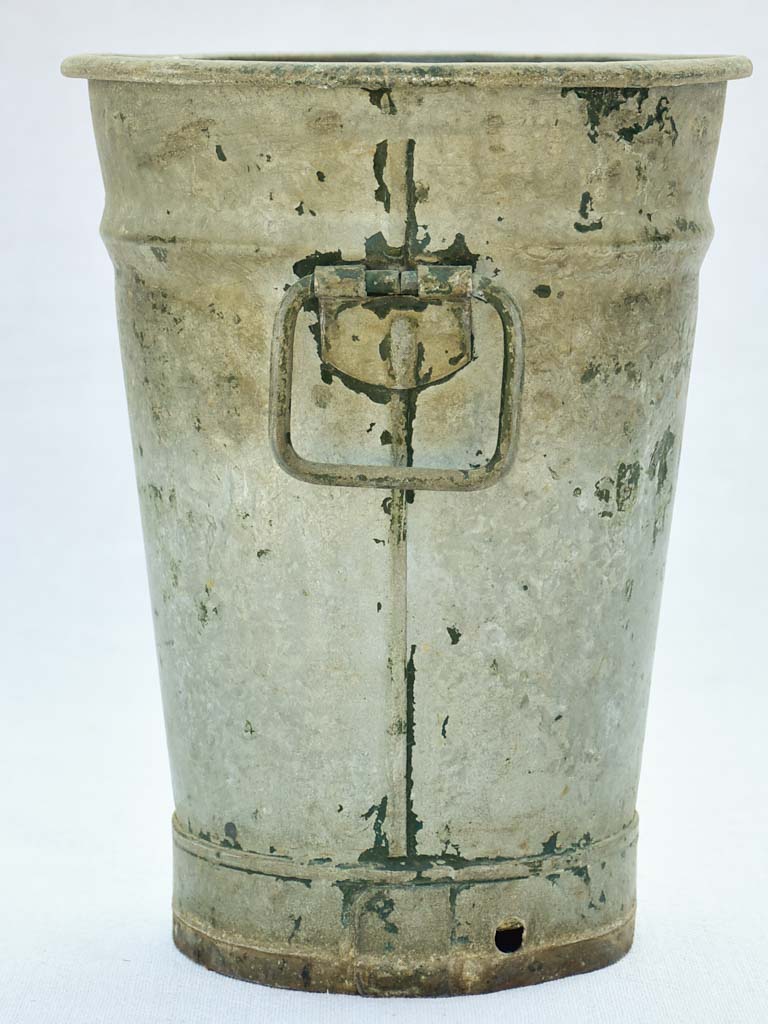 Rustic zinc French florist vase with handles 9¾"