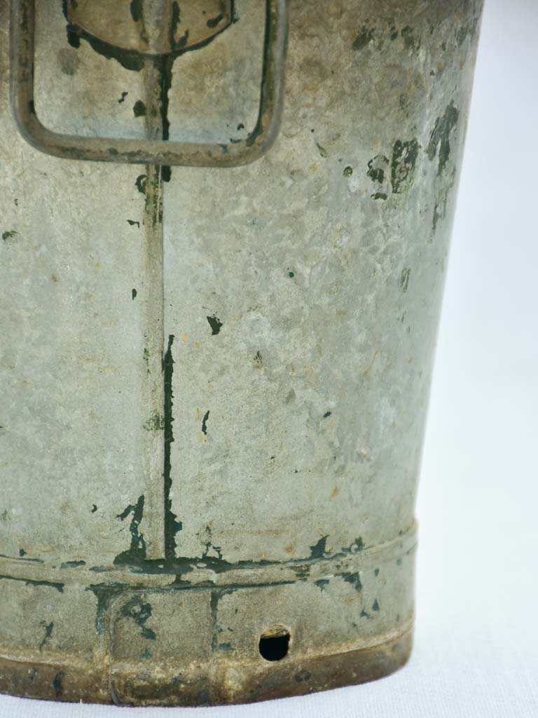 Rustic zinc French florist vase with handles 9¾"