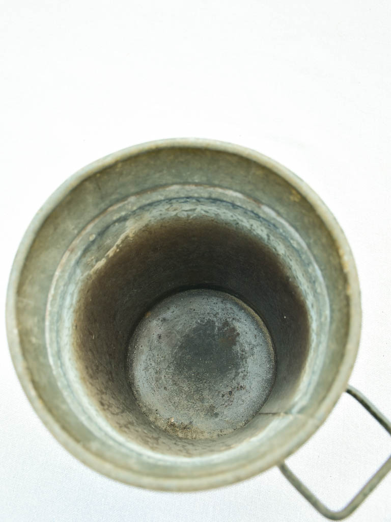 Rustic zinc French florist vase with handles 9¾"