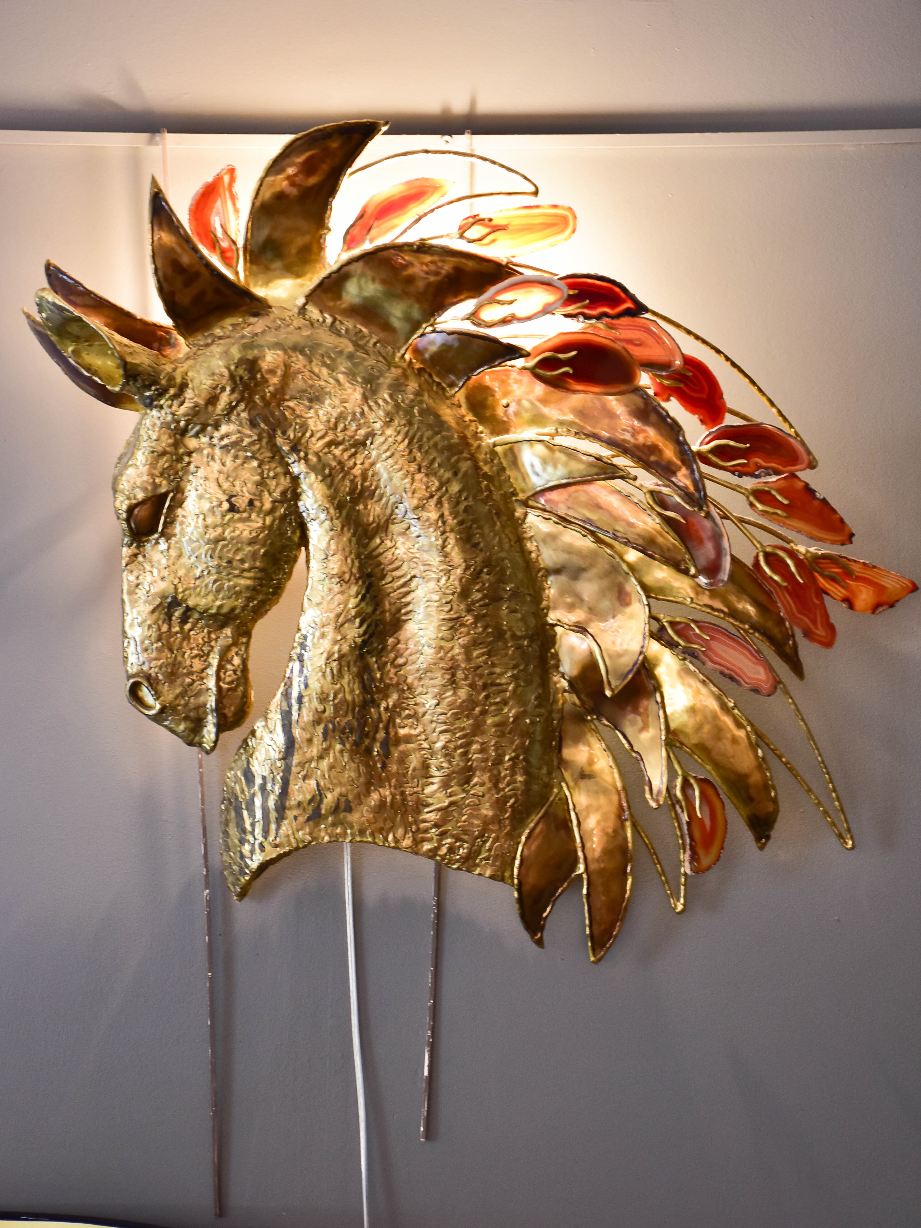 Isabelle Faure wall sconce - horse in brass & agate
