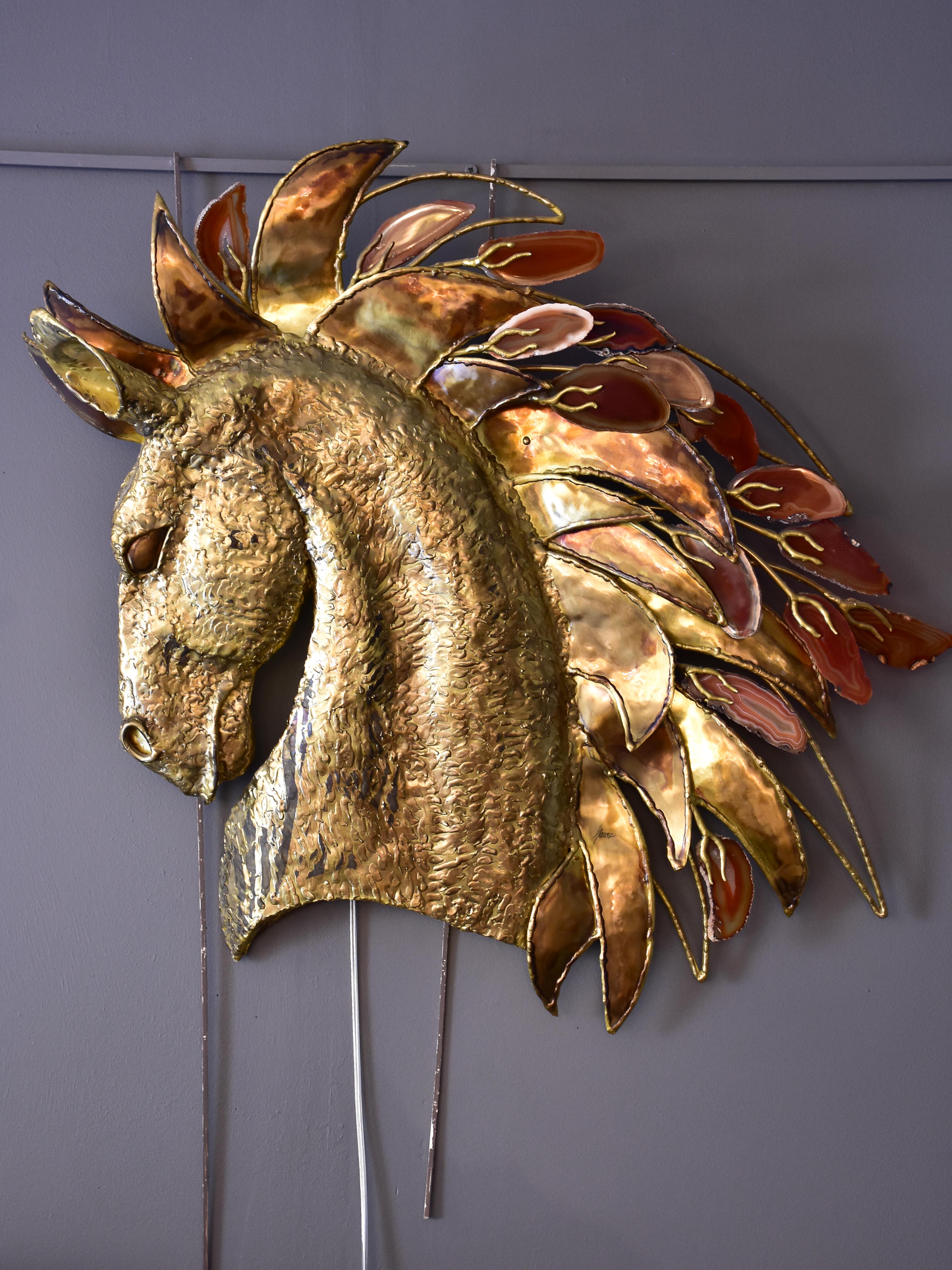 Isabelle Faure wall sconce - horse in brass & agate
