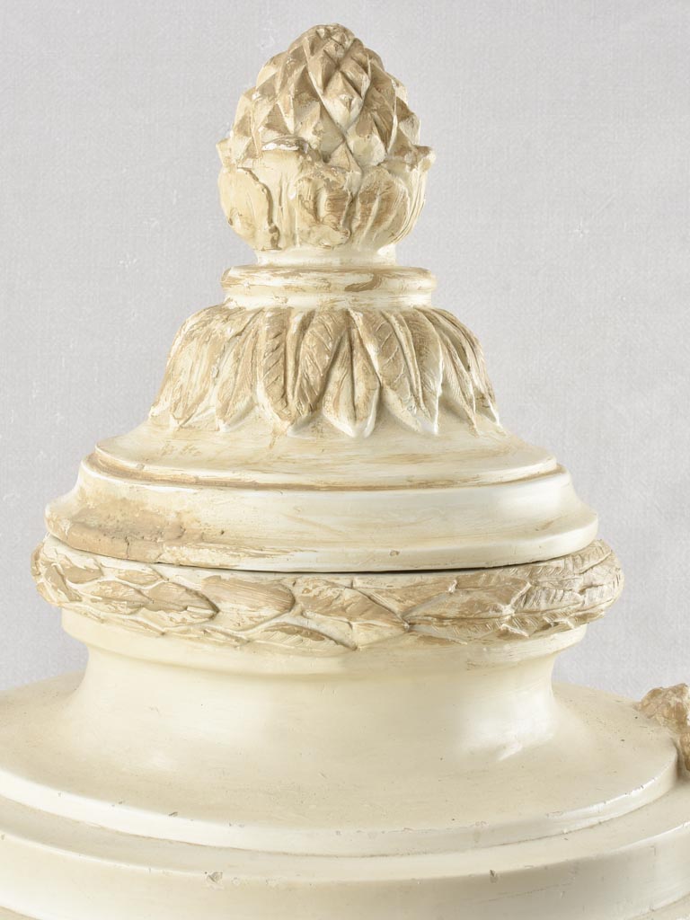 Stunning Beige Urn, Bacchus Head Detail