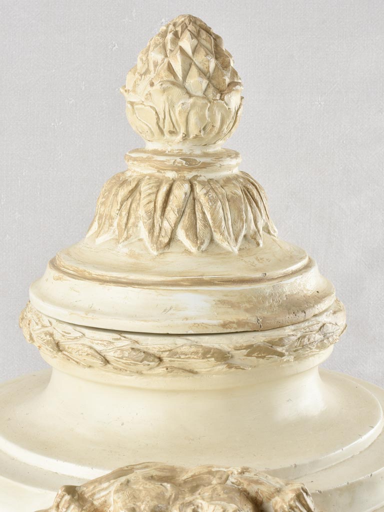 Antique Ceramic Urn with Pinecone Detail