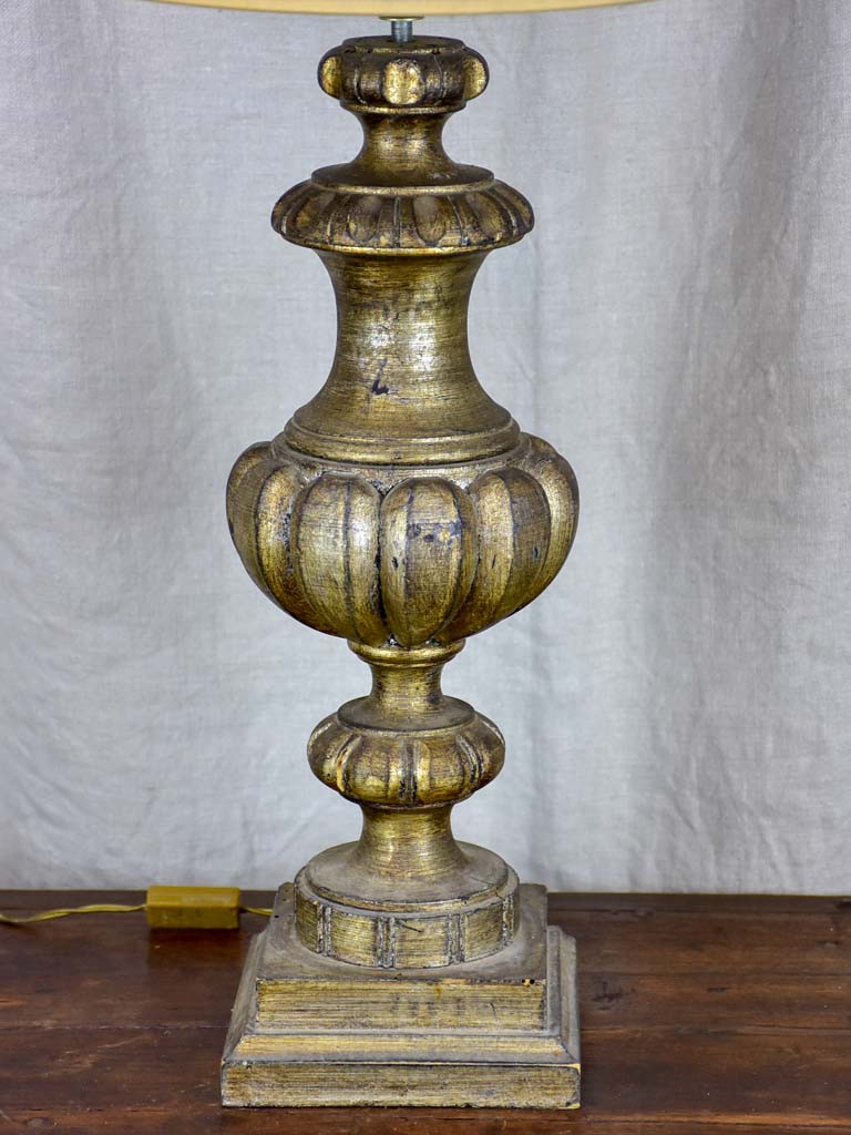 Antique French table lamp made with salvaged timber