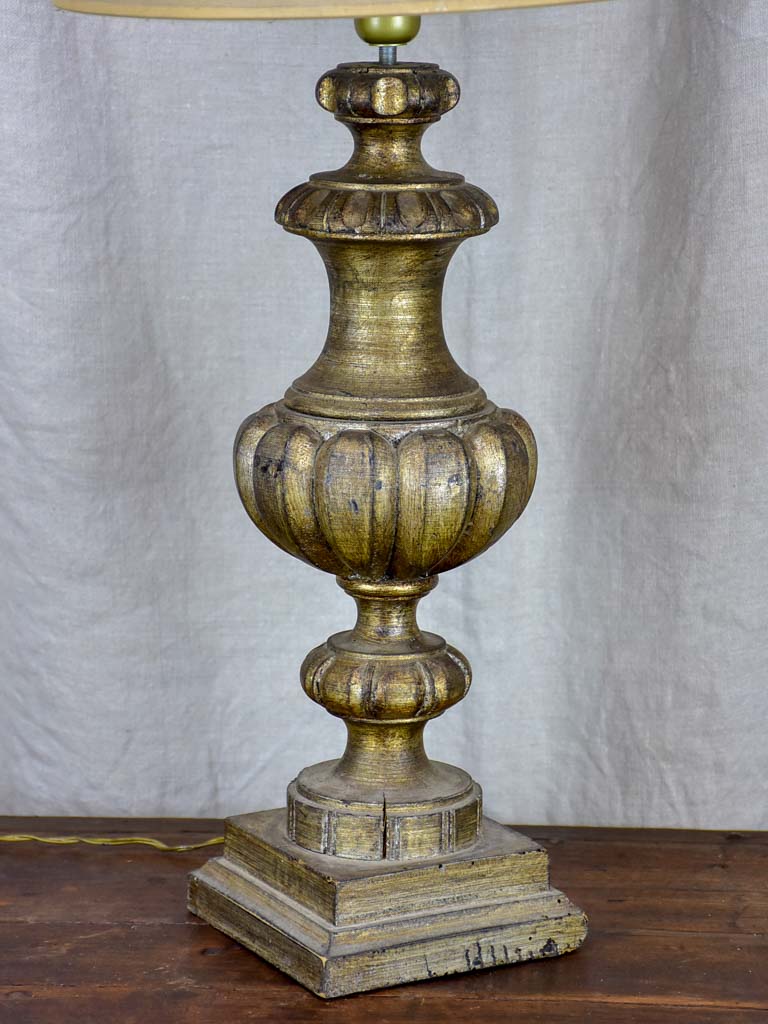 Antique French table lamp made with salvaged timber