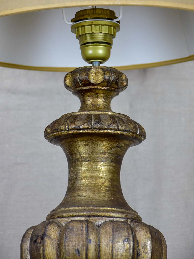 Antique French table lamp made with salvaged timber