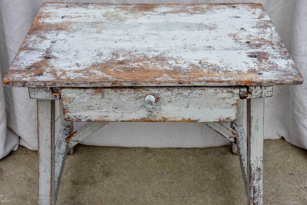 Rustic farm table with drawer and cross bracing