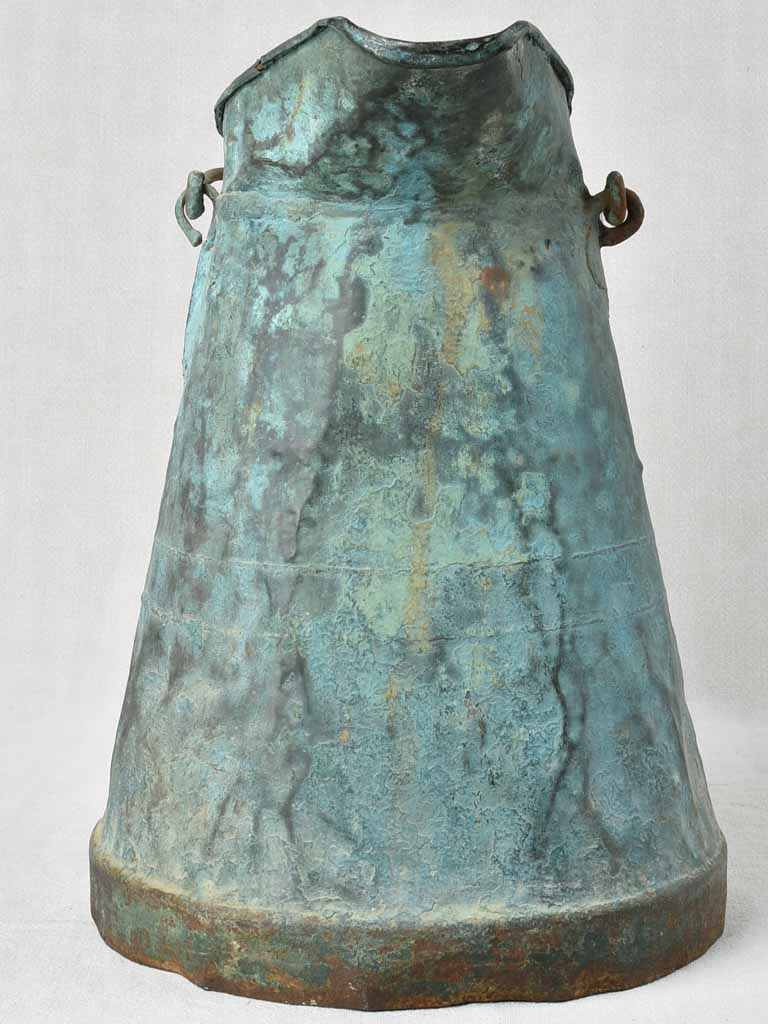 19th century copper pitcher w/ verdigris patina 16½"