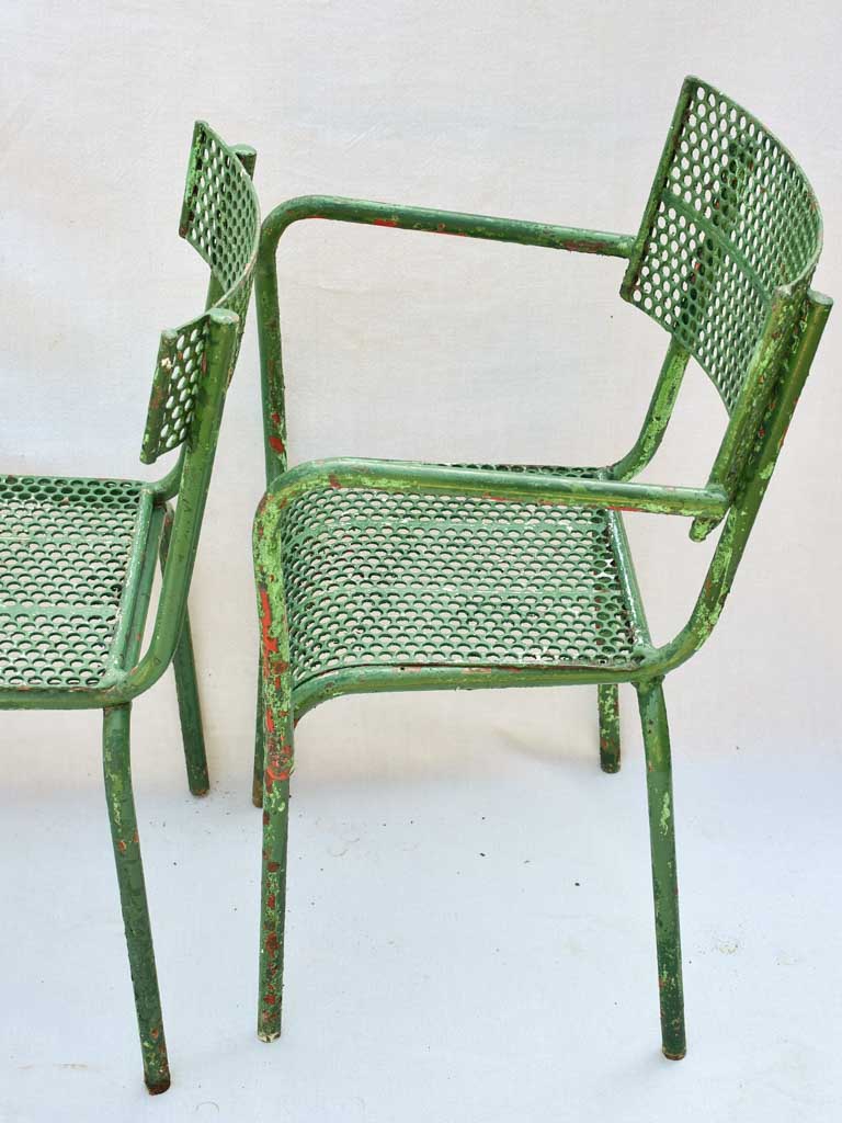 Three perforated garden chairs from the 1970's René Malaval