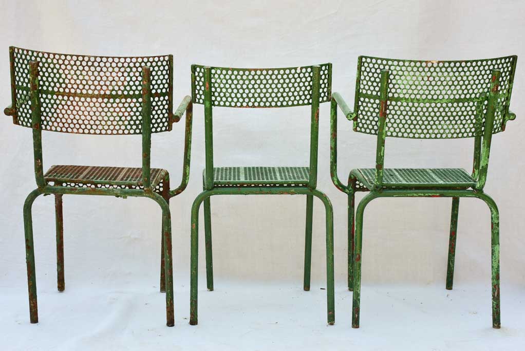 Three perforated garden chairs from the 1970's René Malaval