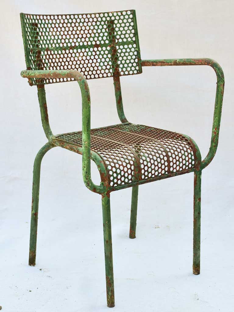 Three perforated garden chairs from the 1970's René Malaval