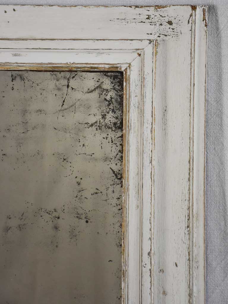 Early 19th-century French trumeau/boiserie mirror with white patina 30" x 32¾"