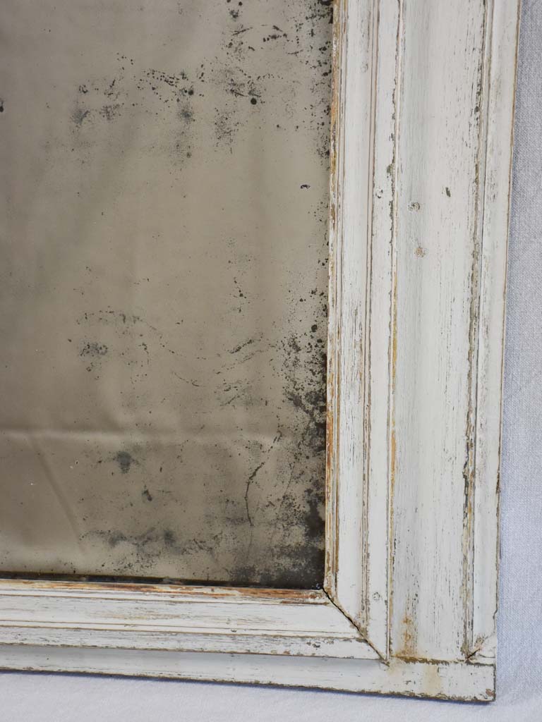 Early 19th-century French trumeau/boiserie mirror with white patina 30" x 32¾"