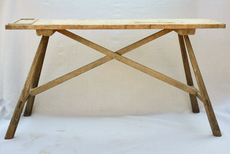 19th Century French washing table with cross-bracing 59" x 15¼"