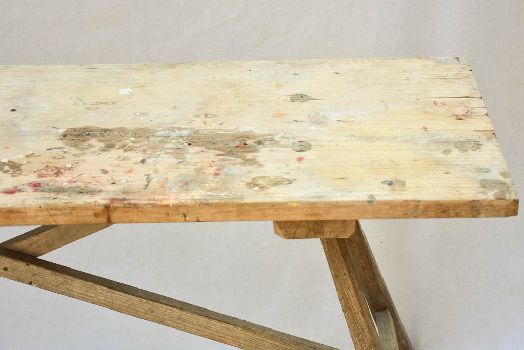 19th Century French washing table with cross-bracing 59" x 15¼"