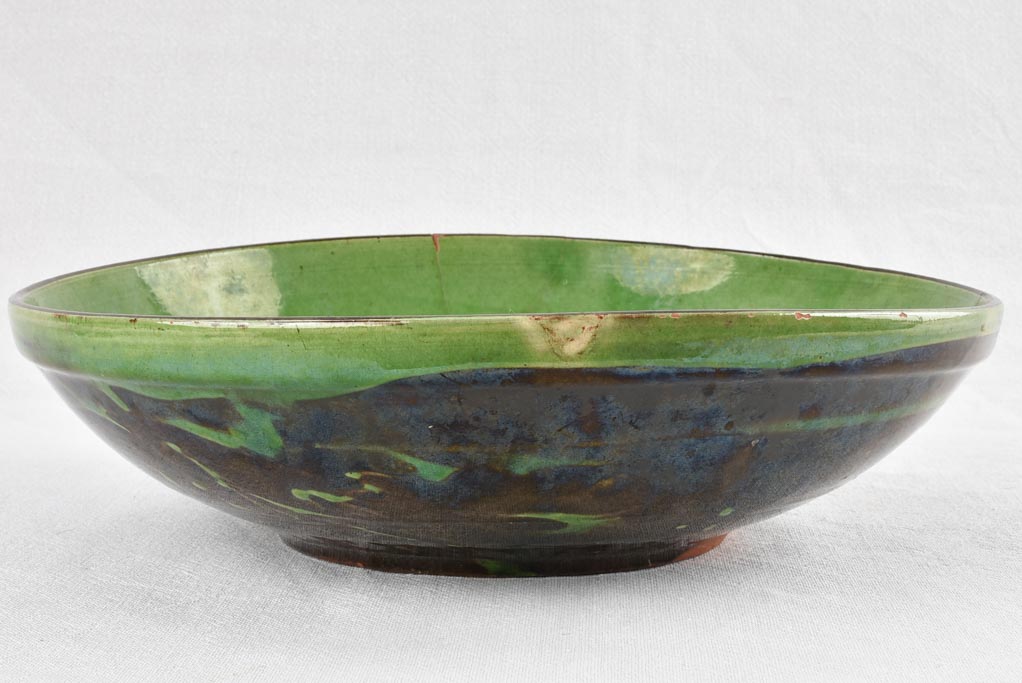 Large green & black salad bowl / tian bowl 14¼"