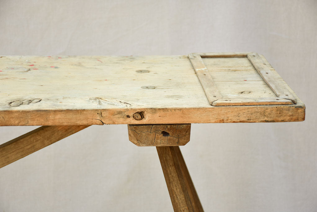 19th Century French washing table with cross-bracing 59" x 15¼"