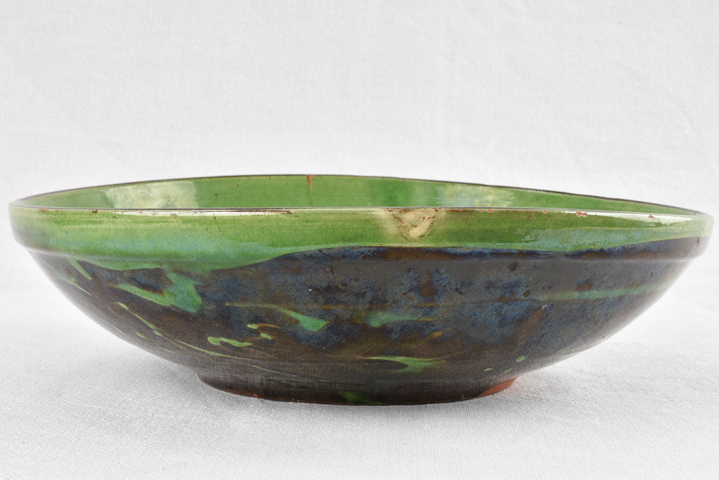 Large green & black salad bowl / tian bowl 14¼"
