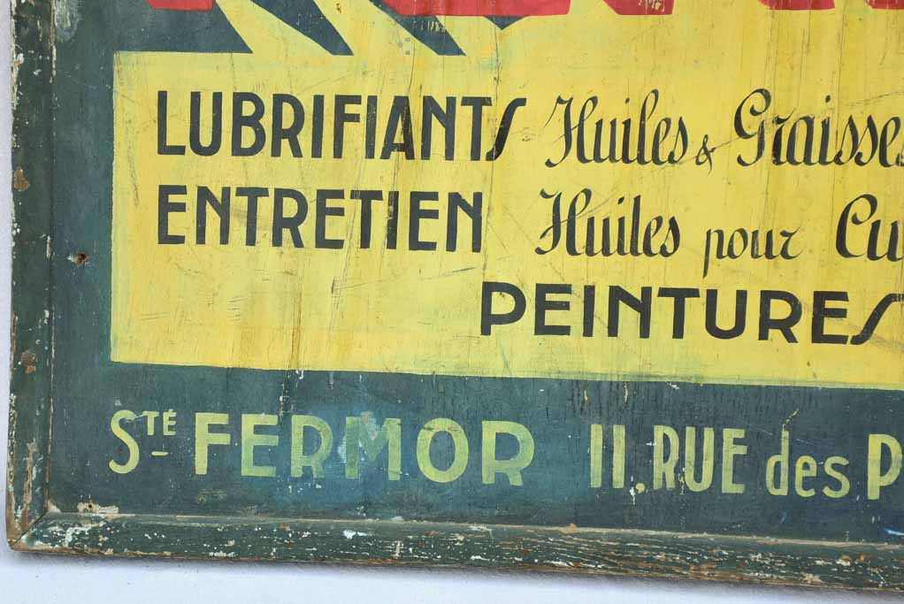 Large hand-painted wooden sign - 1930's - Produit Fermor 58¾" x 39¾"