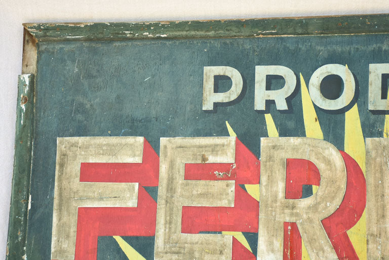 Large hand-painted wooden sign - 1930's - Produit Fermor 58¾" x 39¾"